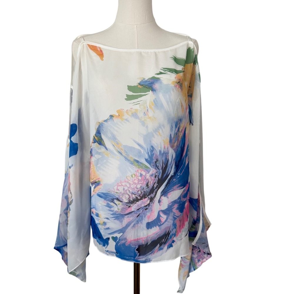 Shein‎ Floral Print Tunic Blouse Flowy Oversized Bohemian Top